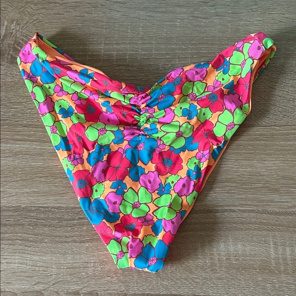 Frankie's Bikinis Floral Bikini Bottom - Orange and Pink